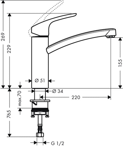Hansgrohe Focus M41 Single Lever Kitchen Mixer in Chrome (31806003)