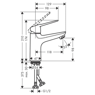 Hansgrohe Novus Loop 100 Bathroom Basin Mixer Tap (71085003)