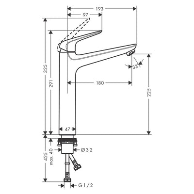 Hansgrohe Novus Loop 230 Bathroom Basin Mixer Tap (71124003)