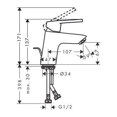 Hansgrohe Logis Loop 70 Bathroom Basin Mixer Tap (71150003)