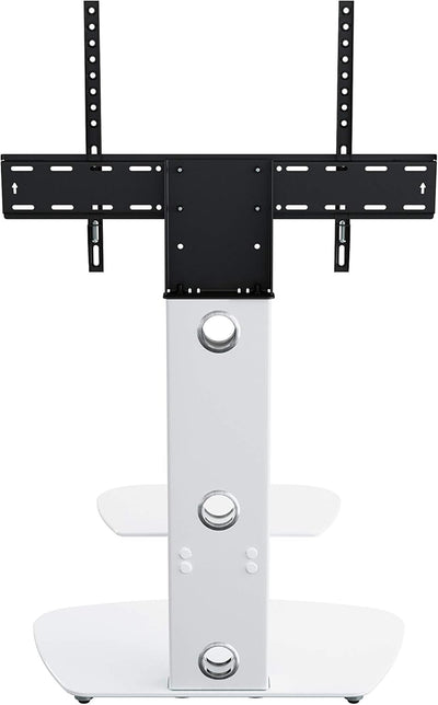 Mahara Glass TV Stand with TV Mount & Curved Shelf - TV Floor Stand for 32–65"