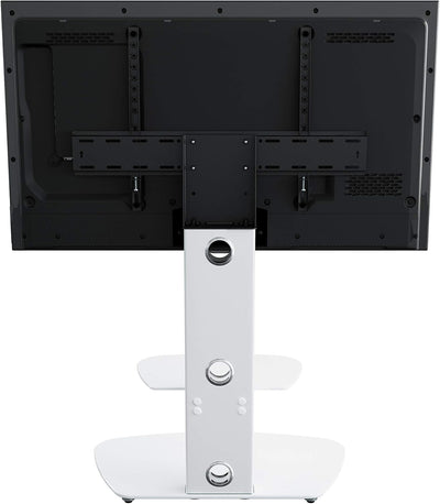 Mahara Glass TV Stand with TV Mount & Curved Shelf - TV Floor Stand for 32–65"