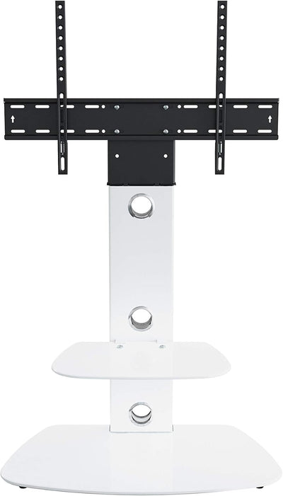Mahara Glass TV Stand with TV Mount & Curved Shelf - TV Floor Stand for 32–65"
