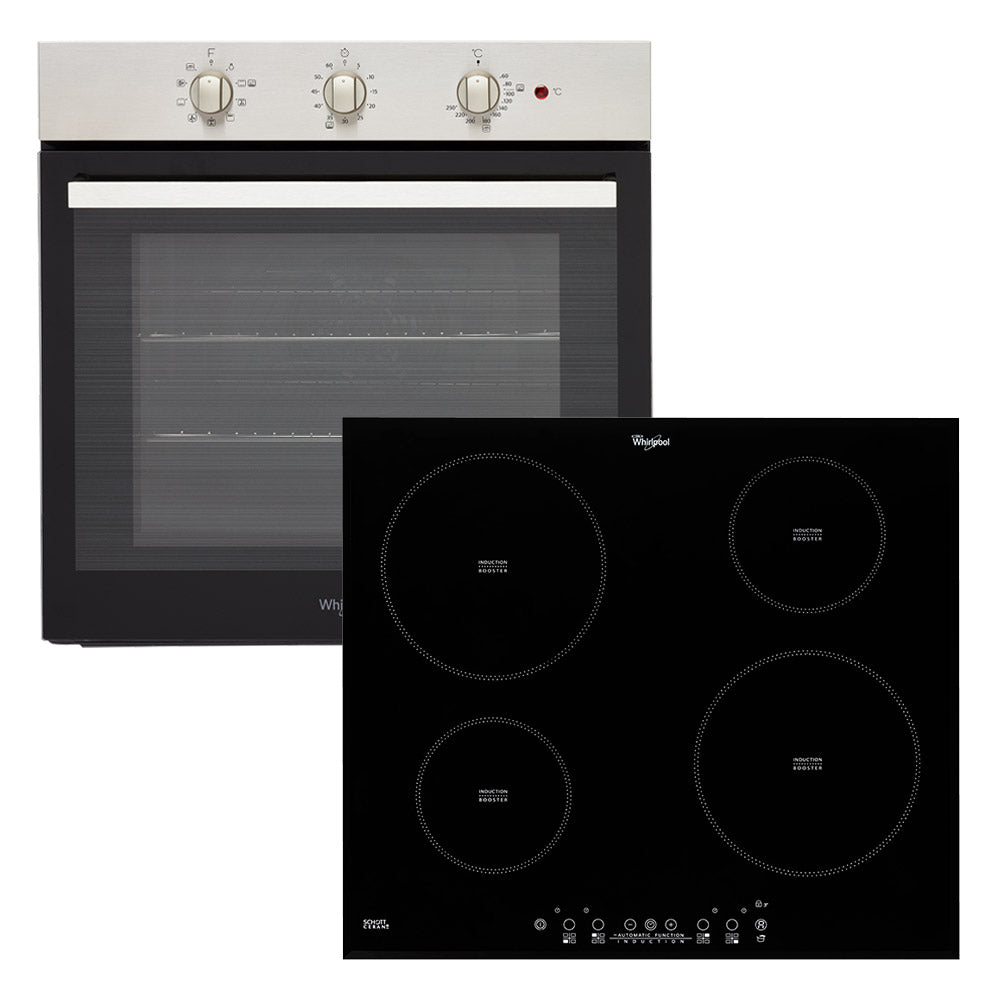 Whirlpool 60cm Built-In Oven & 60cm 4 Zone Induction Cooktop Hob Kitchen Bundle