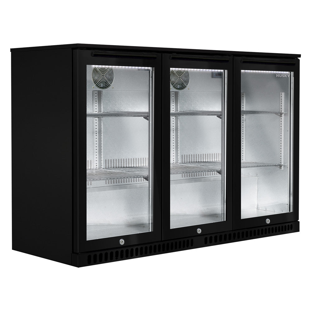 Husky 307L Triple Door Alfresco Drinks Chiller With Anti-Condensation Doors In Black (ALF-C3-BLK-840)