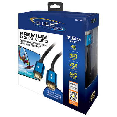 Bluejet 4K Ultra HD 22.5GBPS HDMI Cable - 25 Ft Length (BJVP1004)