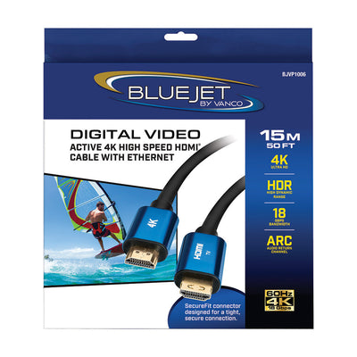 Bluejet 4K Ultra HD 18GBPS HDMI Cable - 50 Ft Length (BJVP1006)