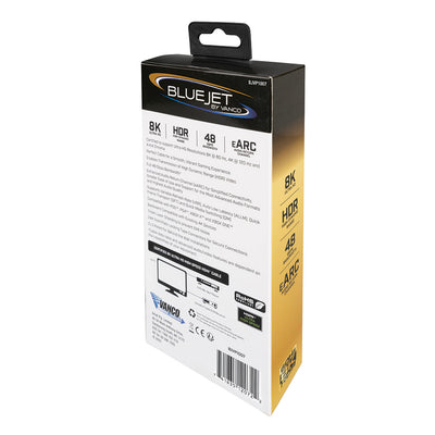 Bluejet 8k Ultra HD 48GBPS HDMI Cable - 3 Ft Length (BJVP1007)