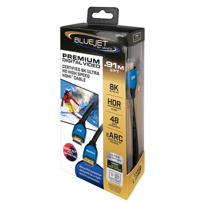 Bluejet 8k Ultra HD 48GBPS HDMI Cable - 3 Ft Length (BJVP1007)