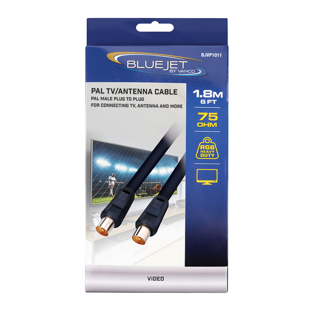 Bluejet RG6 PAL TV Antenna Cable - 6 Ft Length (BJVP1011)