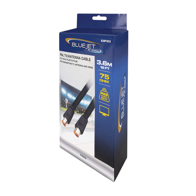 Bluejet RG6 PAL TV Antenna Cable - 12 Ft Length (BJVP1012)