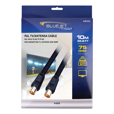 Bluejet RG6 PAL TV Antenna Cable - 10m Length (BJVP1013)