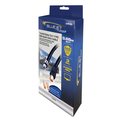 Bluejet TV Antenna to F-Type RG6 Quad Coax Cable - 12 Ft Length (BJVP1016)