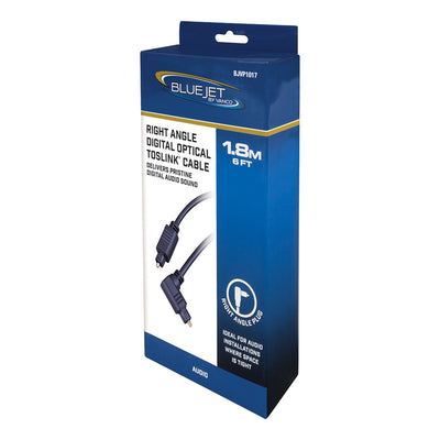 Bluejet Right-Angle Digital Optical Toslink Cable - 6 Ft Length (BJVP1017)