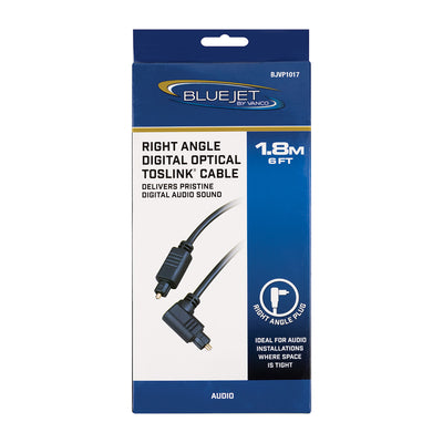 Bluejet Right-Angle Digital Optical Toslink Cable - 6 Ft Length (BJVP1017)