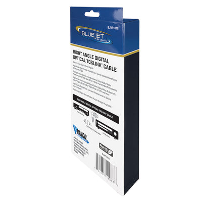 Bluejet Right-Angle Digital Optical Toslink Cable - 12 Ft Length (BJVP1018)