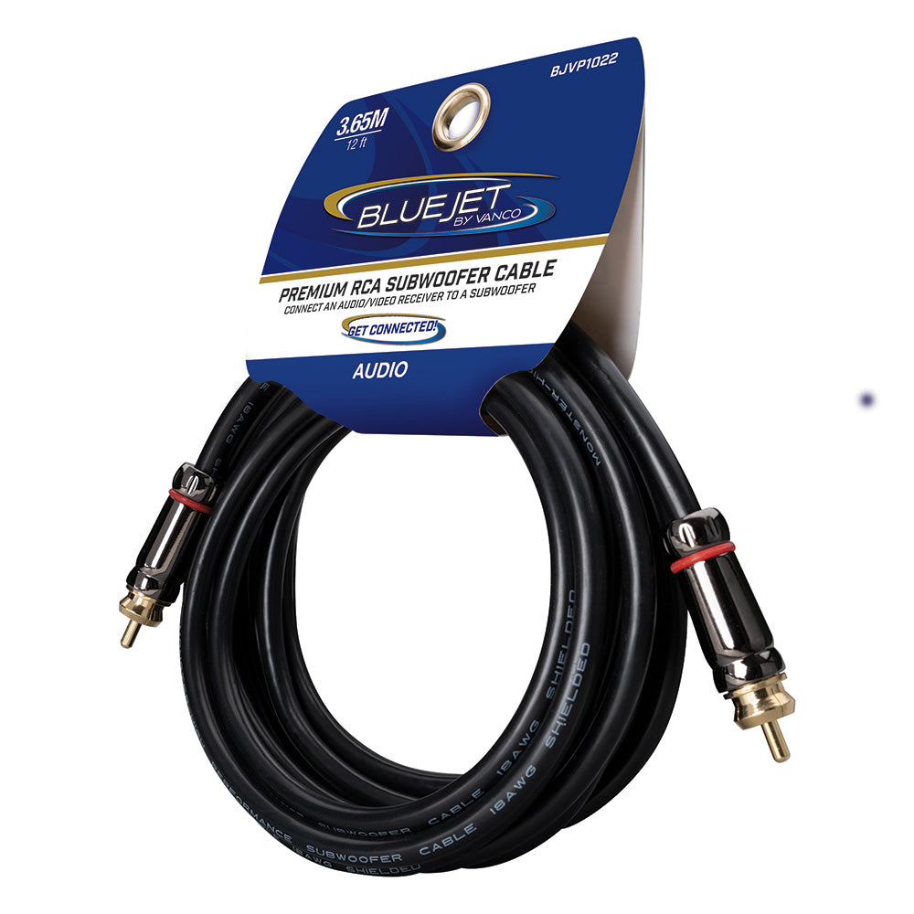 Bluejet RCA Subwoofer Audio Cable - 12 Ft Length (BJVP1022)