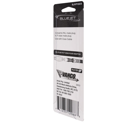 Bluejet PAL Plug to F-Coax Male Plug Adapter (BJVP1023)