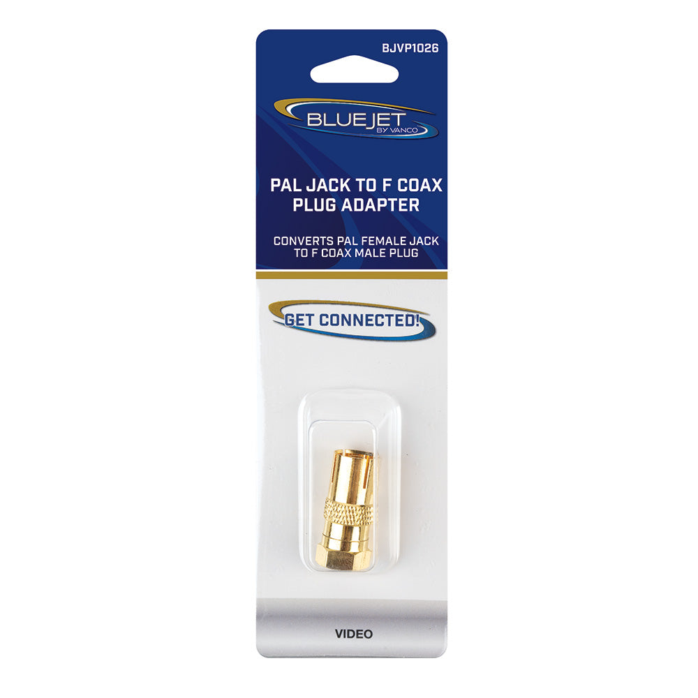 Bluejet PAL Female Jack to Coax F-Type Plug Adapter (BJVP1026)