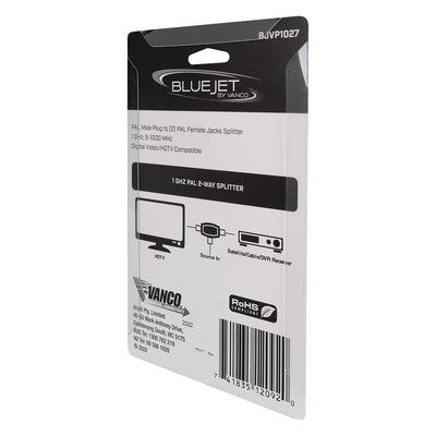 Bluejet 1GHZ PAL 2-Way Splitter (BJVP1027)