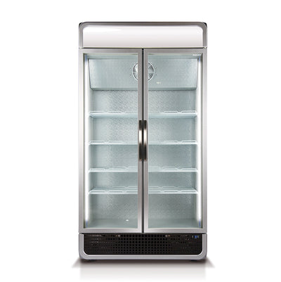 Husky 975L Double Glass Door Commercial Fridge in Black (C10PRO-H-BKAUHU)