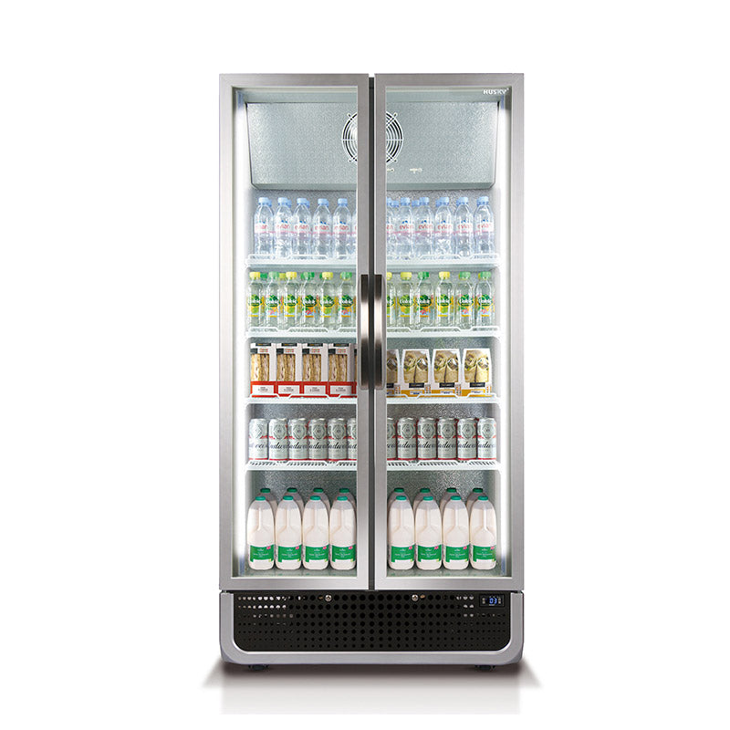 Husky 795L Double Glass Door Commercial Fridge in Black (C8PRO-H-BK-AUHU)