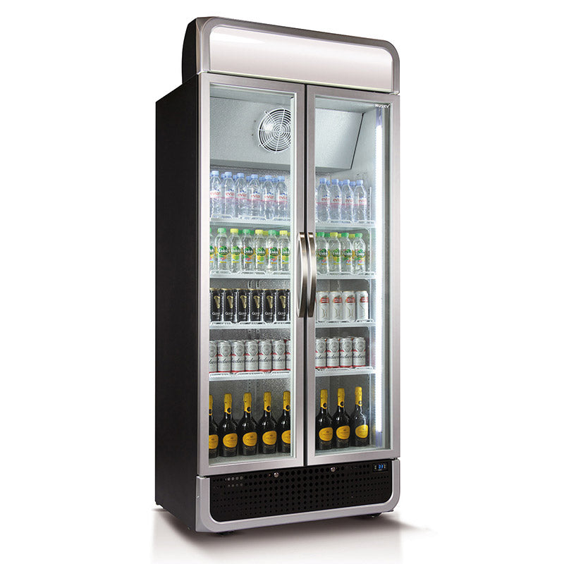 Husky 795L Double Glass Door Commercial Fridge in Black (C8PRO-H-BK-AUHU)