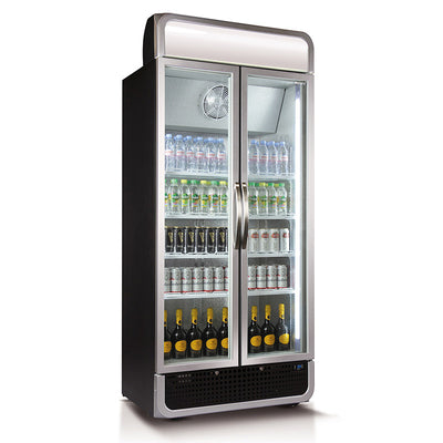 Husky 795L Double Glass Door Commercial Fridge in Black (C8PRO-H-BK-AUHU)