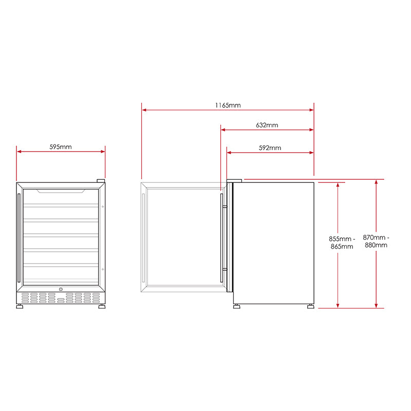 Husky Vino Pro 154L Dual Zone Under Counter Wine Fridge in Black Door Trim (HUS-WC54D-BK-ZY)