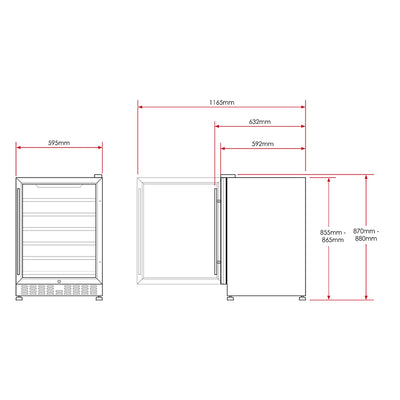 Husky Vino Pro 154L Dual Zone Under Counter Wine Fridge in Black Door Trim (HUS-WC54D-BK-ZY)