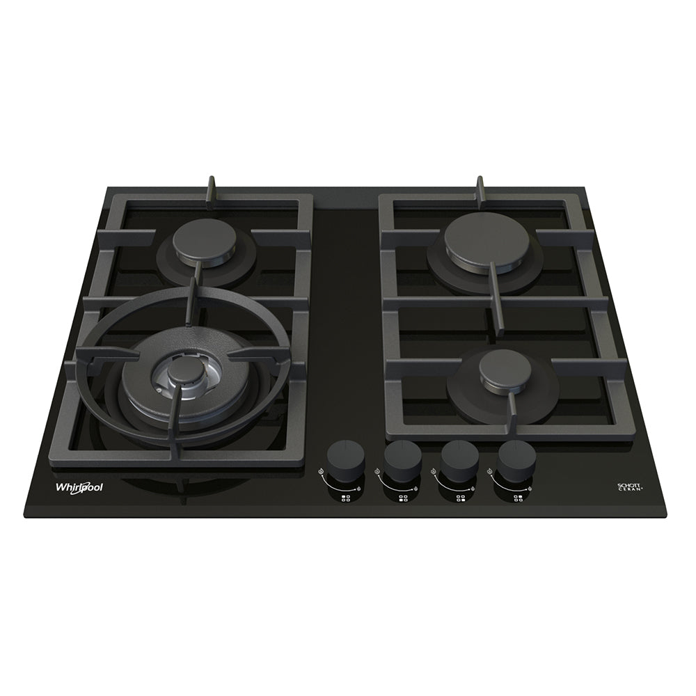 Whirlpool 60cm 4-Burner Black Glass Gas Cooktop (GGW610NBAUS)