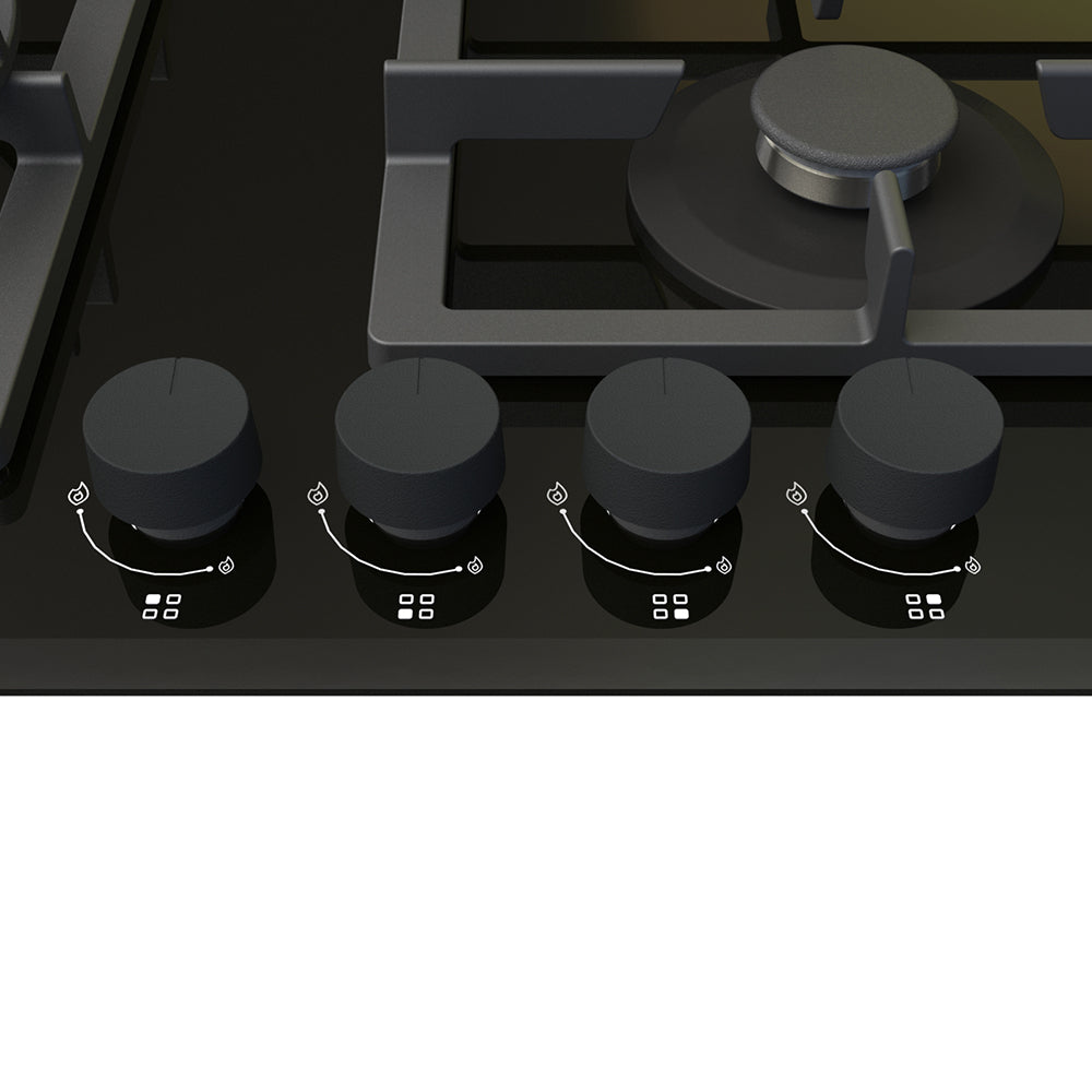 Whirlpool 60cm 4-Burner Black Glass Gas Cooktop (GGW610NBAUS)
