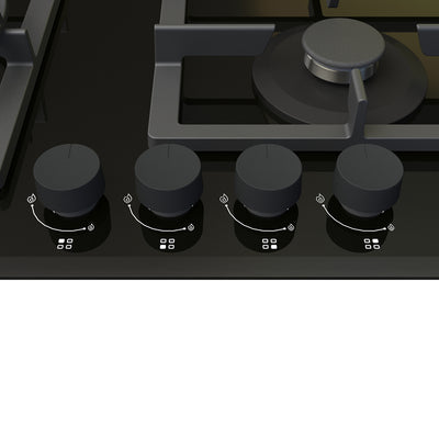 Whirlpool 60cm 4-Burner Black Glass Gas Cooktop (GGW610NBAUS)