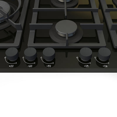 Whirlpool 90cm 5-Burner Black Glass Gas Cooktop (GGW870NBAUS)