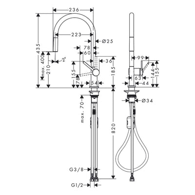 Hansgrohe Talis M54 Kitchen Mixer Tap With Pull-Out Spout in Chrome (72802003)