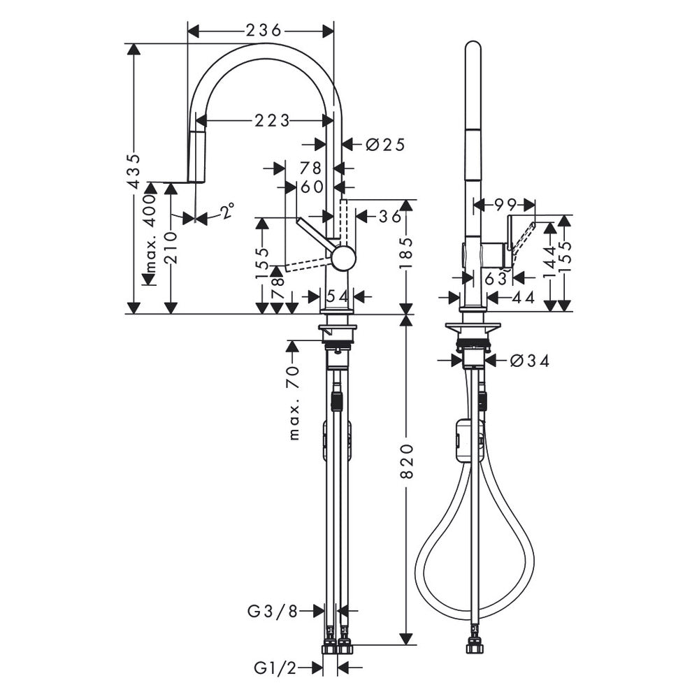 Hansgrohe Talis M54 Kitchen Mixer Tap With Pull-Out Spout in Matt Black (72802673)