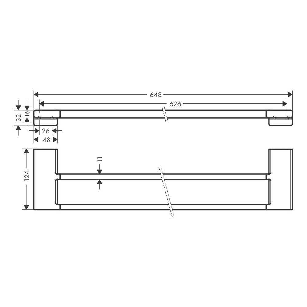 Hansgrohe AddStoris Double Bath Towel Rail in Matt Black (41743670)