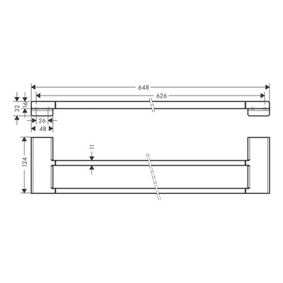 Hansgrohe AddStoris Double Bath Towel Rail in Matt Black (41743670)