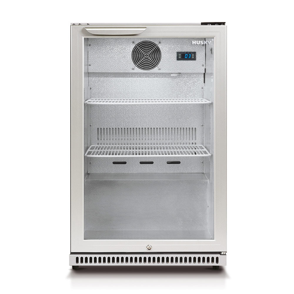 Husky 118L Single Glass Door Outdoor Bar Fridge/Drinks Chiller in Silver (HUS-C1-840)