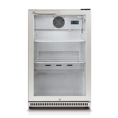 Husky 118L Single Glass Door Outdoor Bar Fridge/Drinks Chiller in Silver (HUS-C1-840)