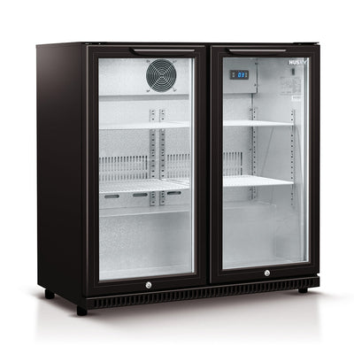 Husky 190L Double Glass Door Outdoor Bar Fridge/Drinks Chiller in Black (HUS-C2-840-BLK)