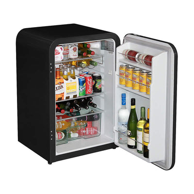 Husky 112L Solid Door Retro Style Bar Fridge in Black (HUS-RETRO112BLK.1)