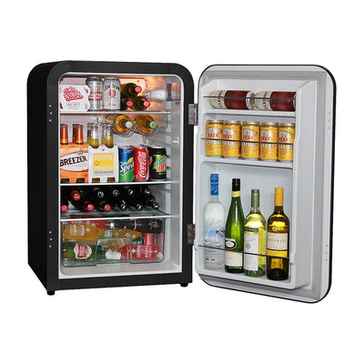 Husky 112L Solid Door Retro Style Bar Fridge in Black (HUS-RETRO112BLK.1)