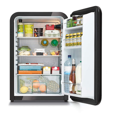 Husky 112L Solid Door Retro Style Bar Fridge in Black (HUS-RETRO112BLK.1)