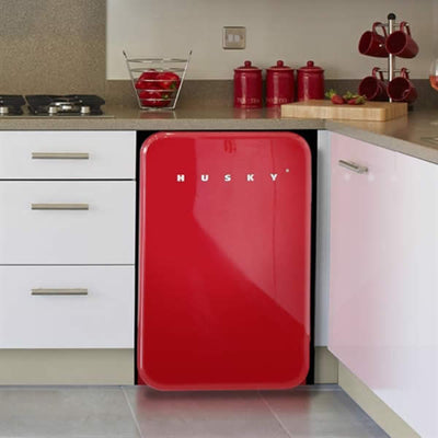 Husky 110L Retro Style Bar Fridge in Red (HUS-RETRO110RED) - Discontinued Model