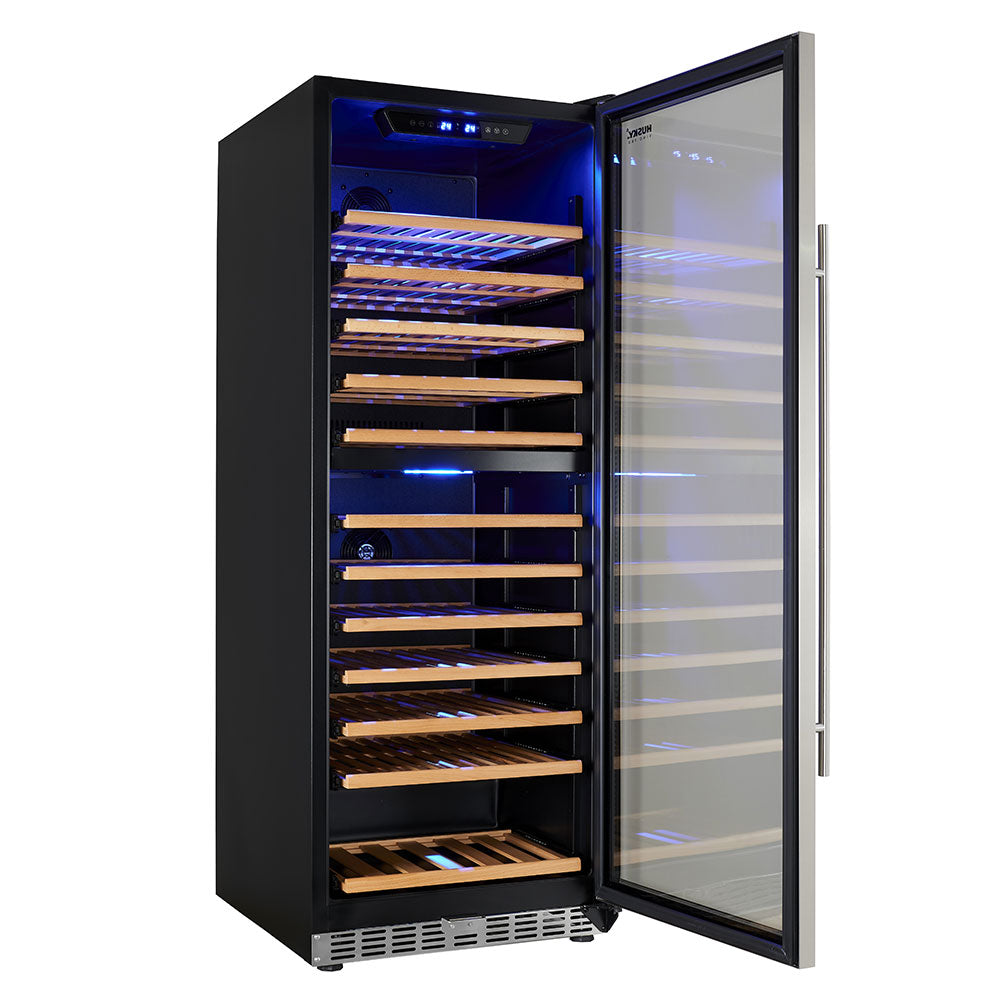 Husky Vino Pro 380L Dual Zone Freestanding Wine Fridge in S/Steel Door Trim (HUS-WC128D-ZY)