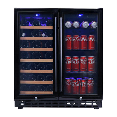 Husky Vino Pro Double Door Wine Fridge & Drinks Chiller in Black Door Trim (HUS-WC66B-BK-ZY)