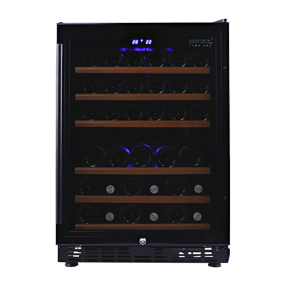 Husky Vino Pro 154L Dual Zone Under Counter Wine Fridge in Black Door Trim (HUS-WC54D-BK-ZY)