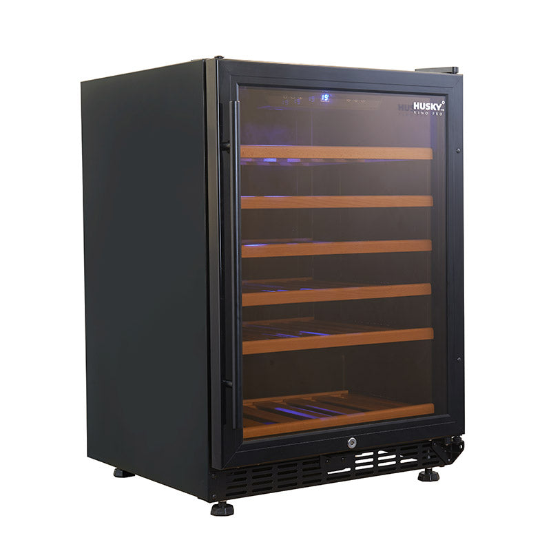 Husky Vino Pro 154L Single Zone Under Counter Wine Fridge in Black Door Trim (HUS-WC54S-BK-ZY)