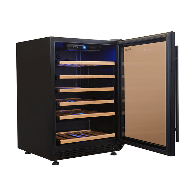 Husky Vino Pro 154L Single Zone Under Counter Wine Fridge in Black Door Trim (HUS-WC54S-BK-ZY)